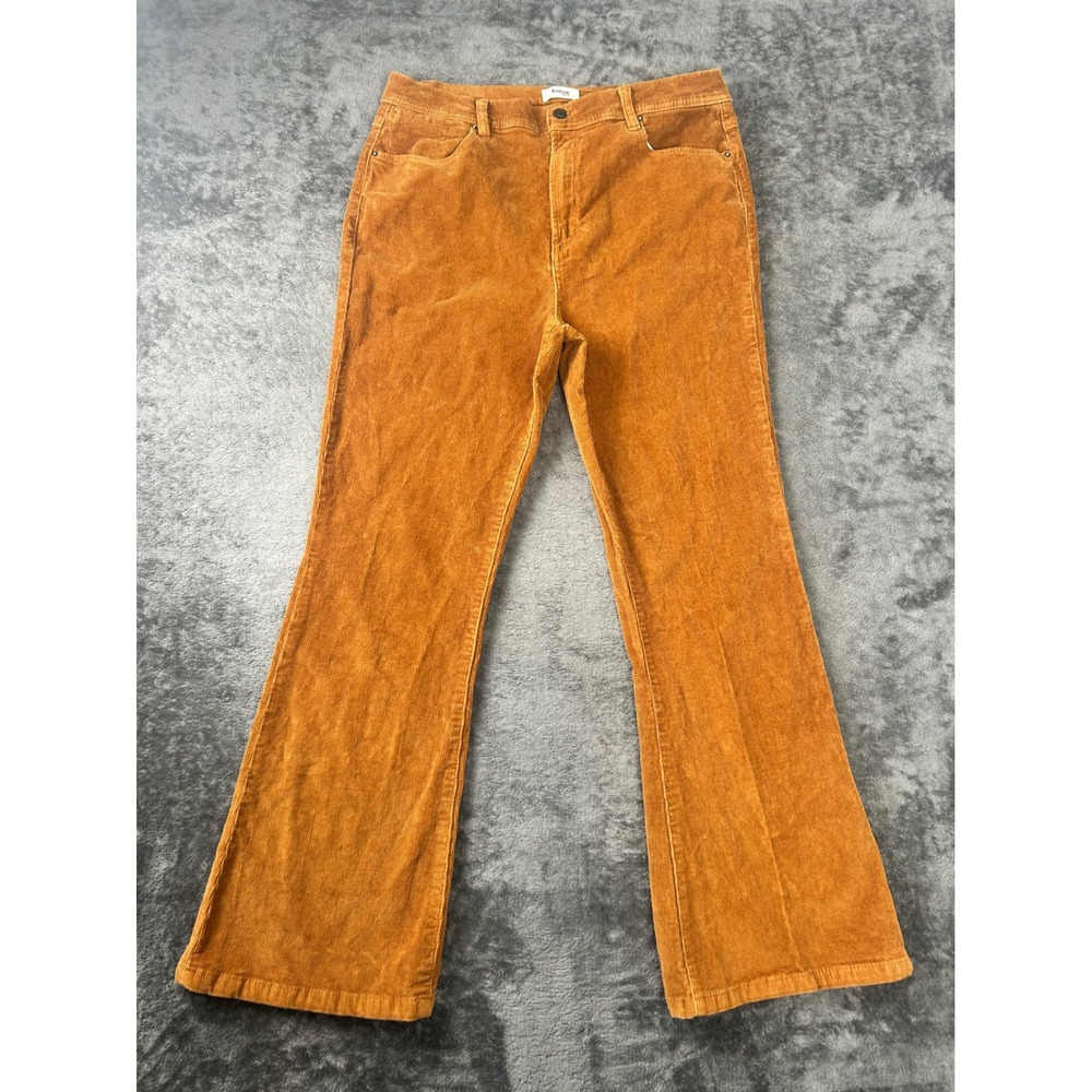 Kensie Jeans The Savannah High Rise Flare Brown Corduroy Pants Size 14/32